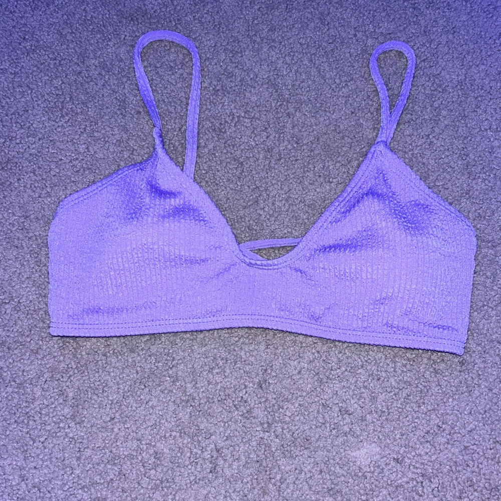 purple ribbed bikini top